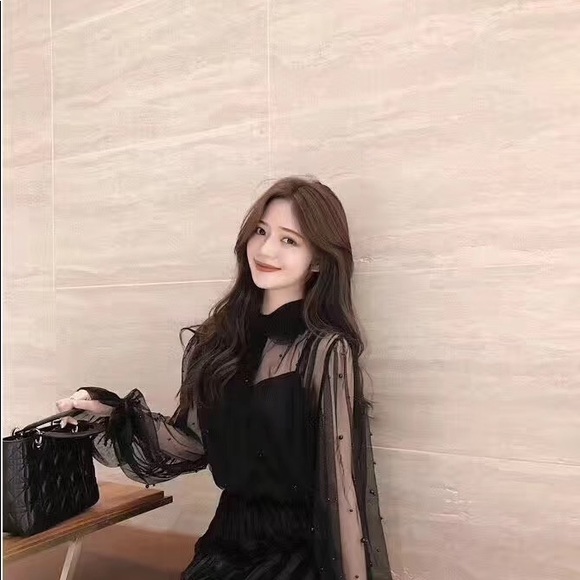 Blouse and Dress Set Black/White - Picture 4 of 6